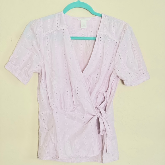 Lilac Wrap Eyelet blouse - H&M Size 4 - Picture 1 of 5
